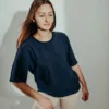 t-shirt donna in Bamboo manica corta_blu scuro_MUD2