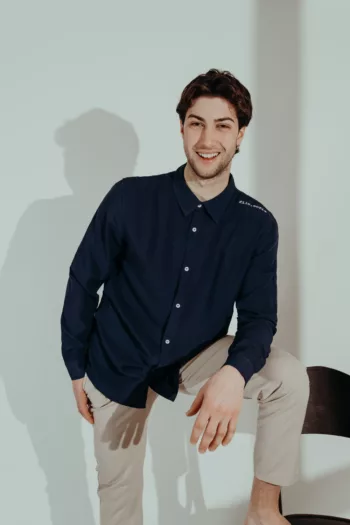 filosofia camicia uomo in Bamboo manica lunga_blu scuro_MU3