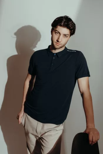 polo t-shirt da uomo in Bamboo manica corta_blu scuro_JU3